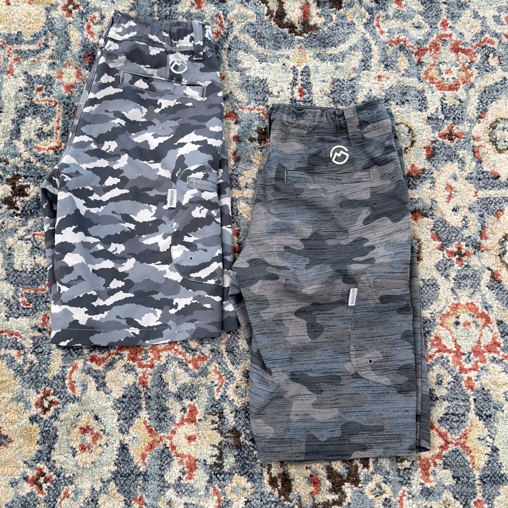 Magellan Fish Gear Shorts Boys 10 Grey Camo Performance Outdoor EUC